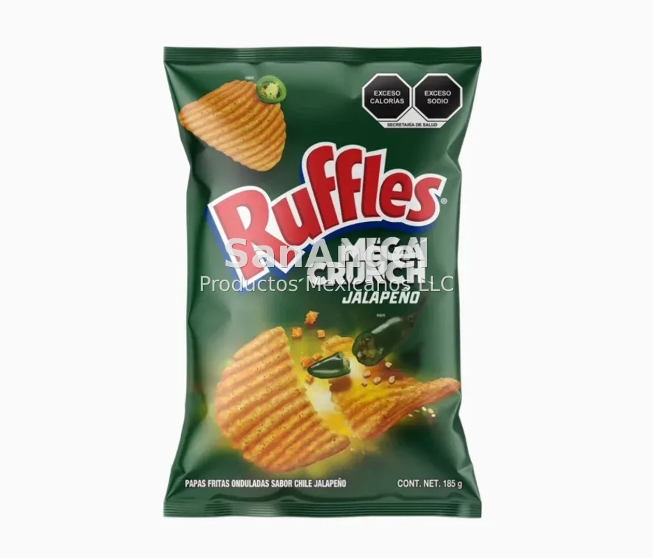 Ruffles Mega Crunch Jalapeño 185g GDE - Caja 20 pzs (49 Cajas por pallet)