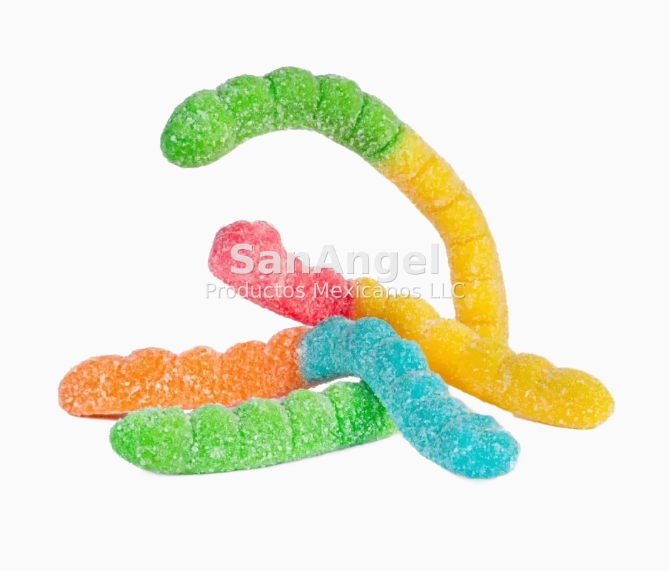 Sour Large Neon Gummi Worms 4.5 Lbs / Caja 4 pz